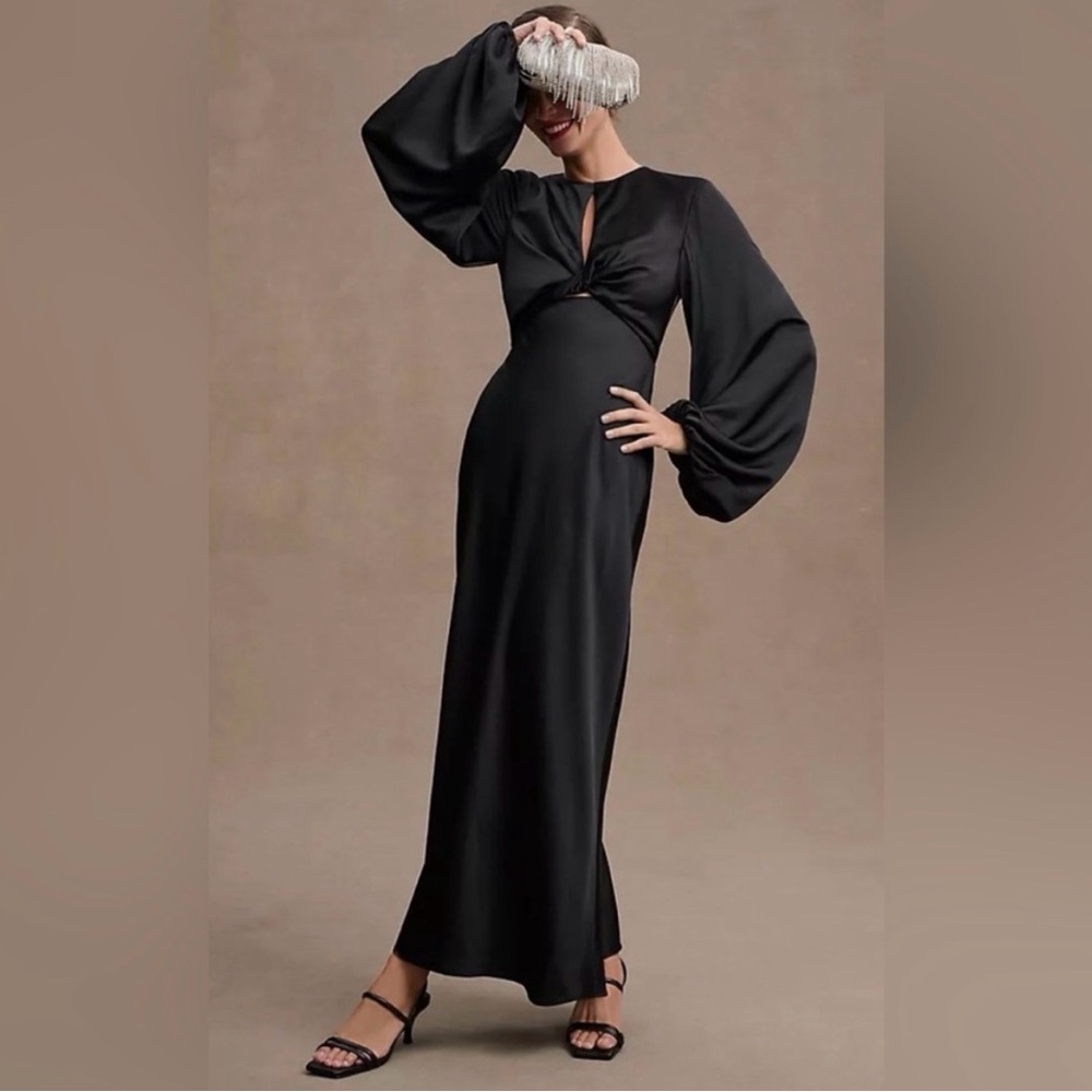 Significant Other Demi Backless Long Sleeve Column Gown